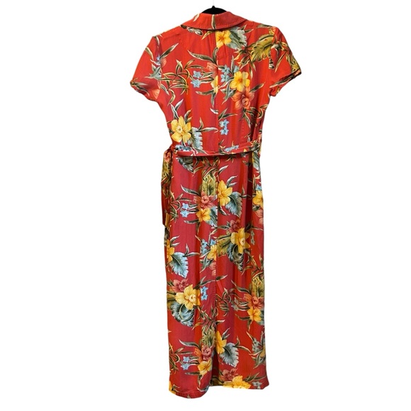 Caribbean Joe Faux Wrap Tropical Floral Maxi Dress Women’s SZ Small in Mango - Picture 4 of 7